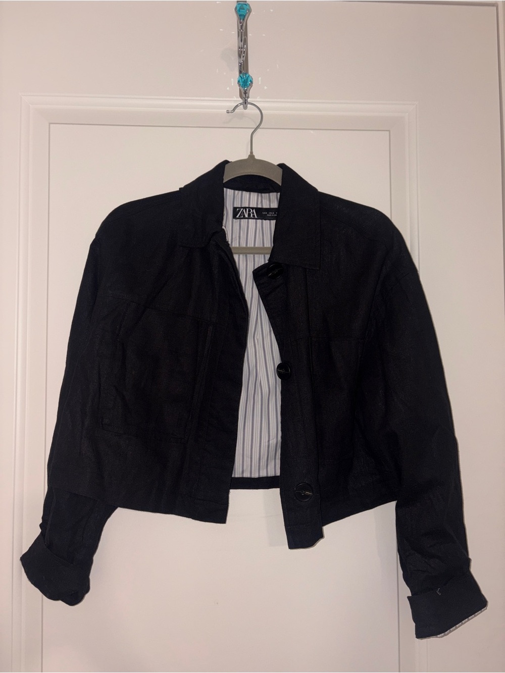 ZARA Black Cropped Jean Jacket